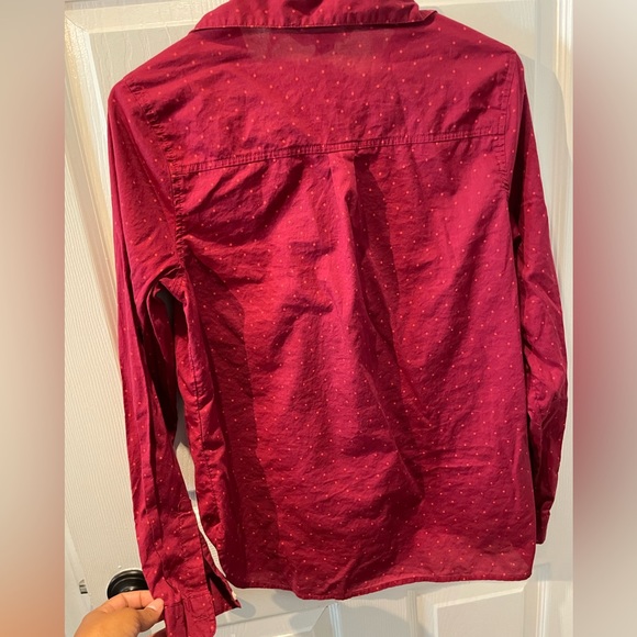 Old Navy Class Shirt Pink Polka Dot Button Up - Picture 3 of 7